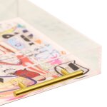 Songbook I Acrylic Tray | Abstract Print On Acrylic With Gold Handles - Image 3