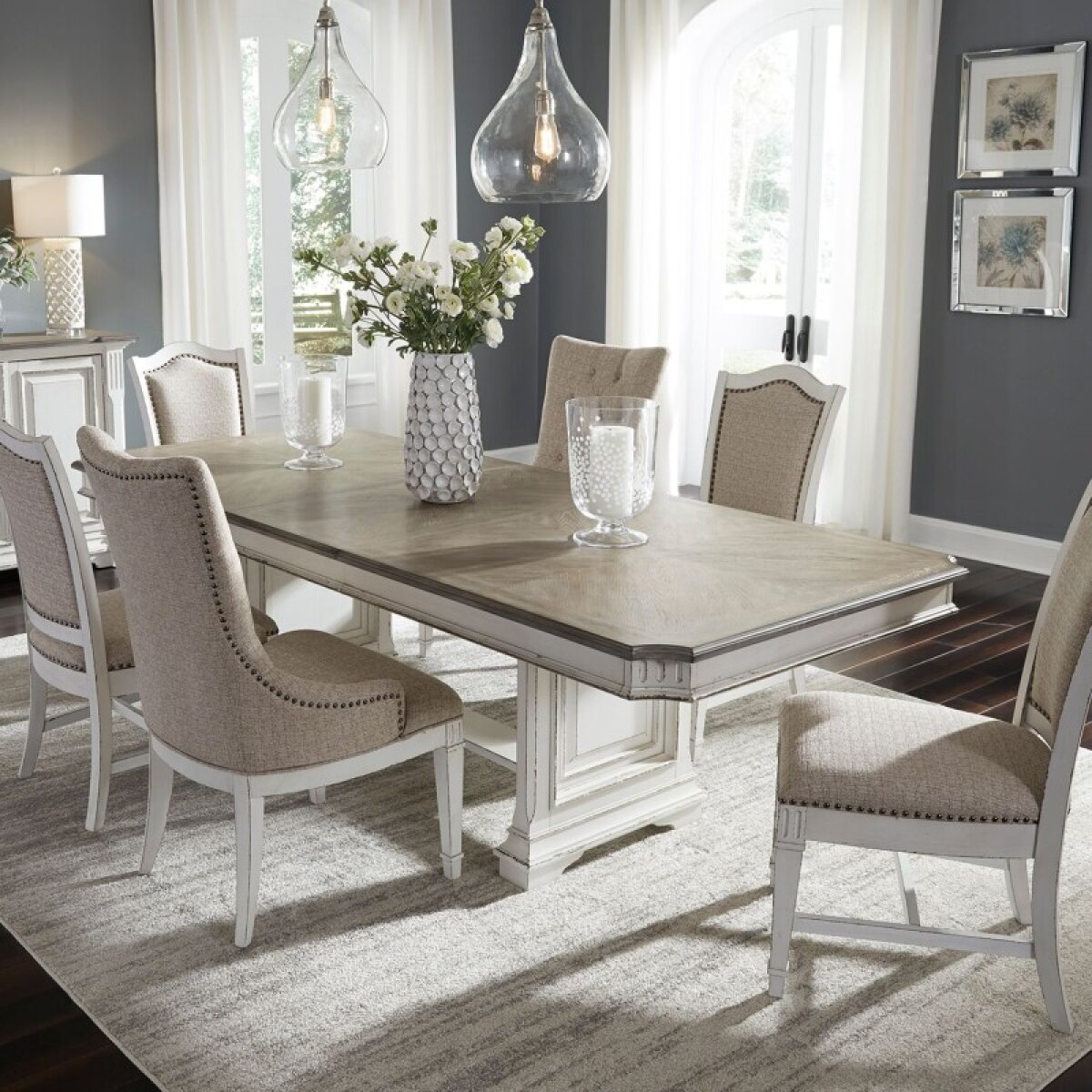 7c127af61ebd50485d90823db97feb6e Abbey Park 7 Piece Trestle Table Set - Image 1