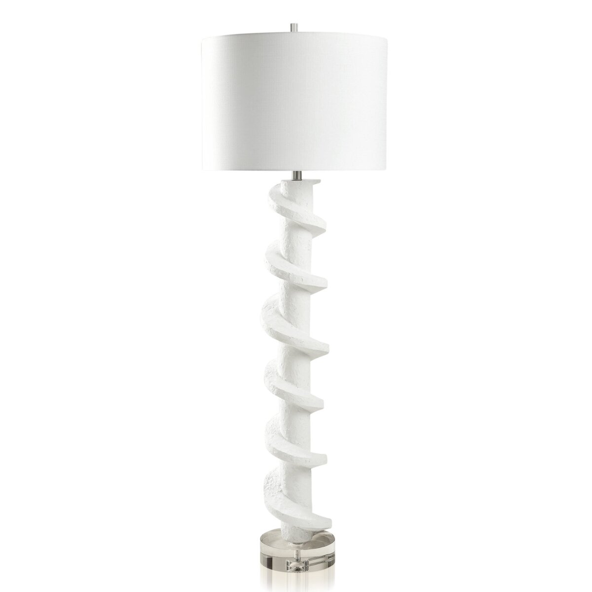 7d2f3b2c9140a1c0a763cbb5bd259ee1 Rudnick Floor Lamp | White Plaster Finish On Resin Body With Crystal Base | Hardback Shade - Image 1