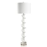 Rudnick Floor Lamp | White Plaster Finish On Resin Body With Crystal Base | Hardback Shade