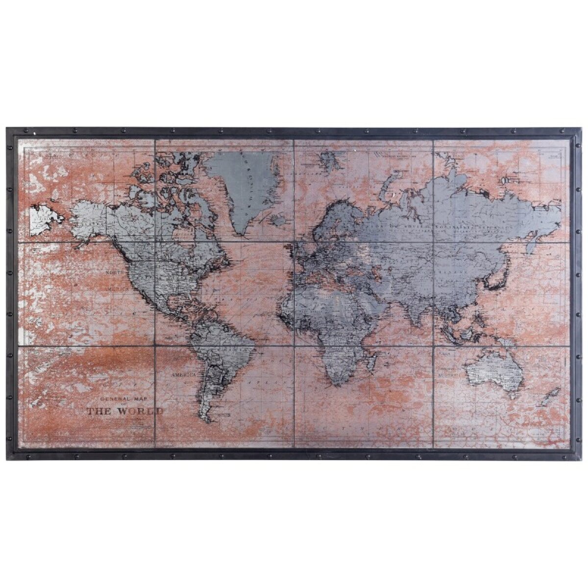 7d31c3fa22c3f4719c58abc5eae31afb Glass Rustic Atlas 32ht X 55w Tiled Antique Glass Printed Map Framed In Riveted Black Iron - Image 1