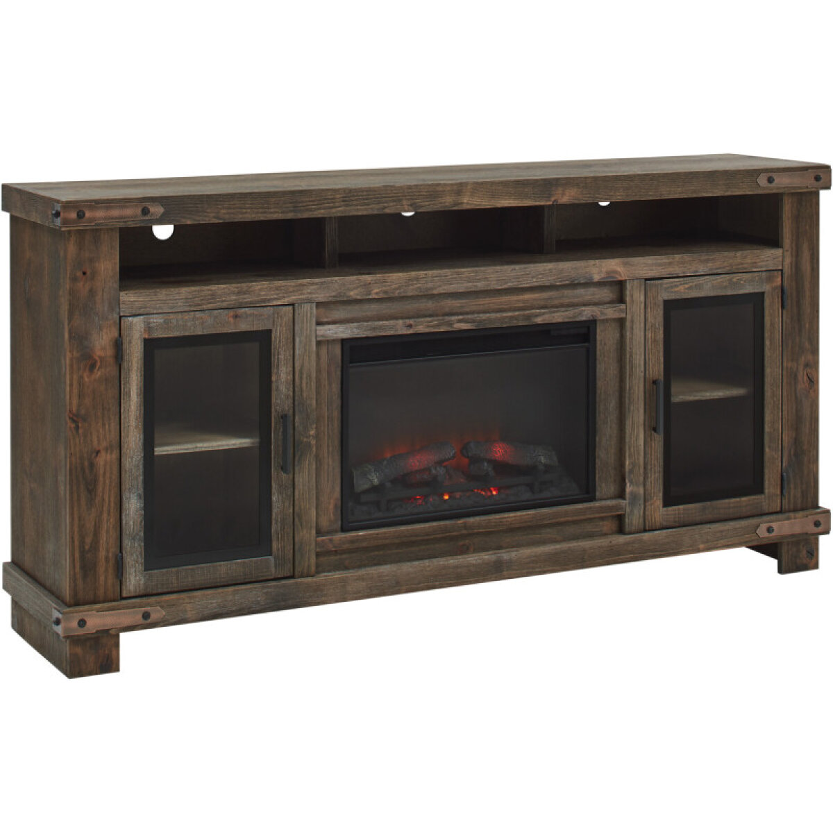 7e59bb934fee75b8f220bd04d3eb8665 Sawyer 79" Highboy Fireplace Console W/ 2 Doors - Image 1