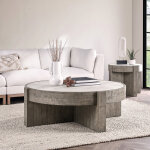 Sonoma Solid Wood Round Coffee Table - Antique White/distressed Gray - Image 8
