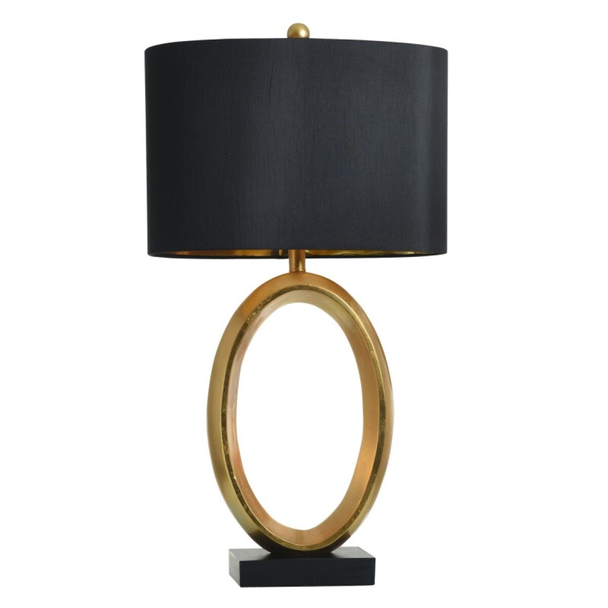 7f2f1552db9da518313643600e4f4762 Norman Wyatt Home Portal Gold Leaf With Satin Black Poly Table Lamp 33in - Image 1