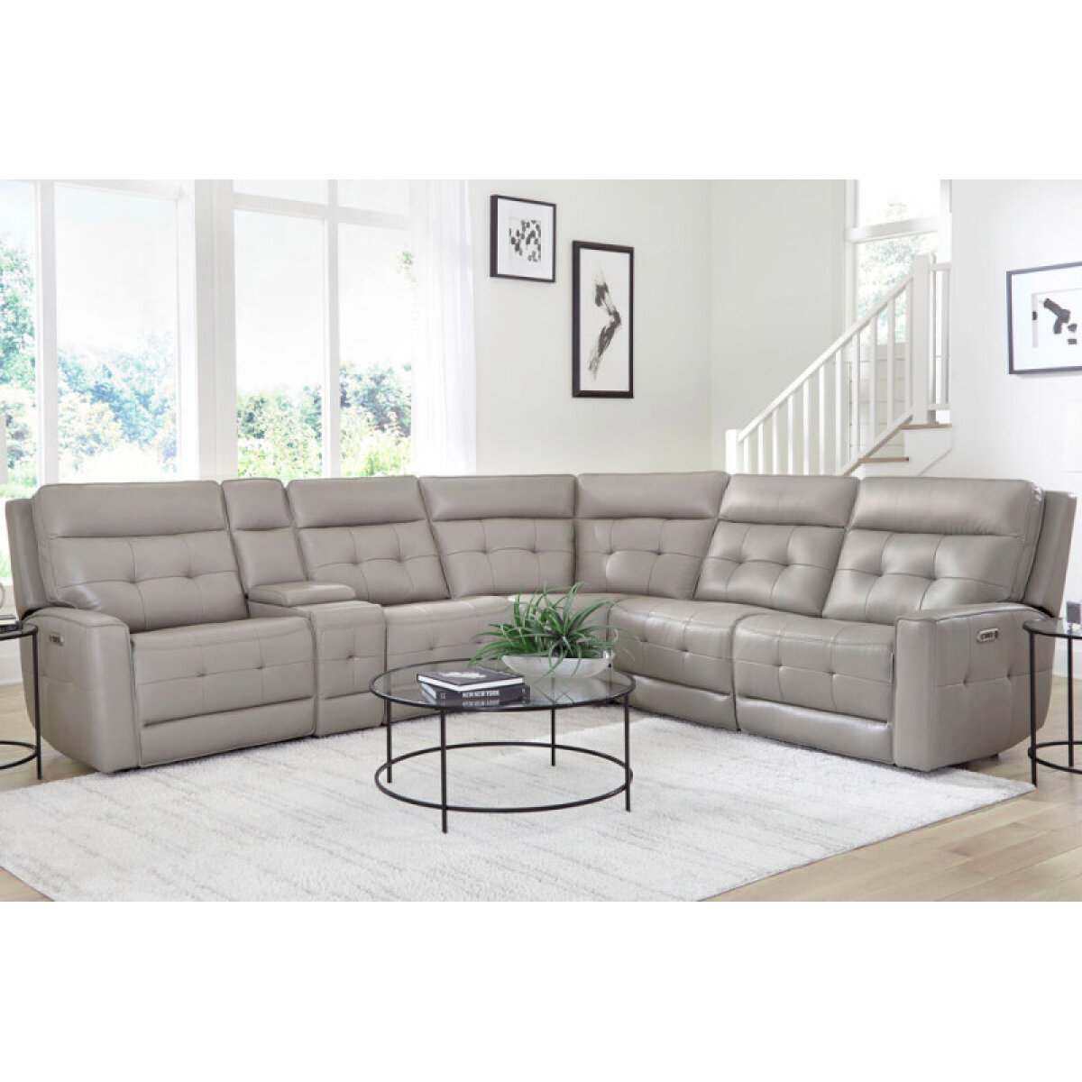 7f5e2a69cf4bc09c76a563166ca2a028 Canterbury - Pewter 6pc Zero Gravity Modular Power Reclining Sectional - Image 1
