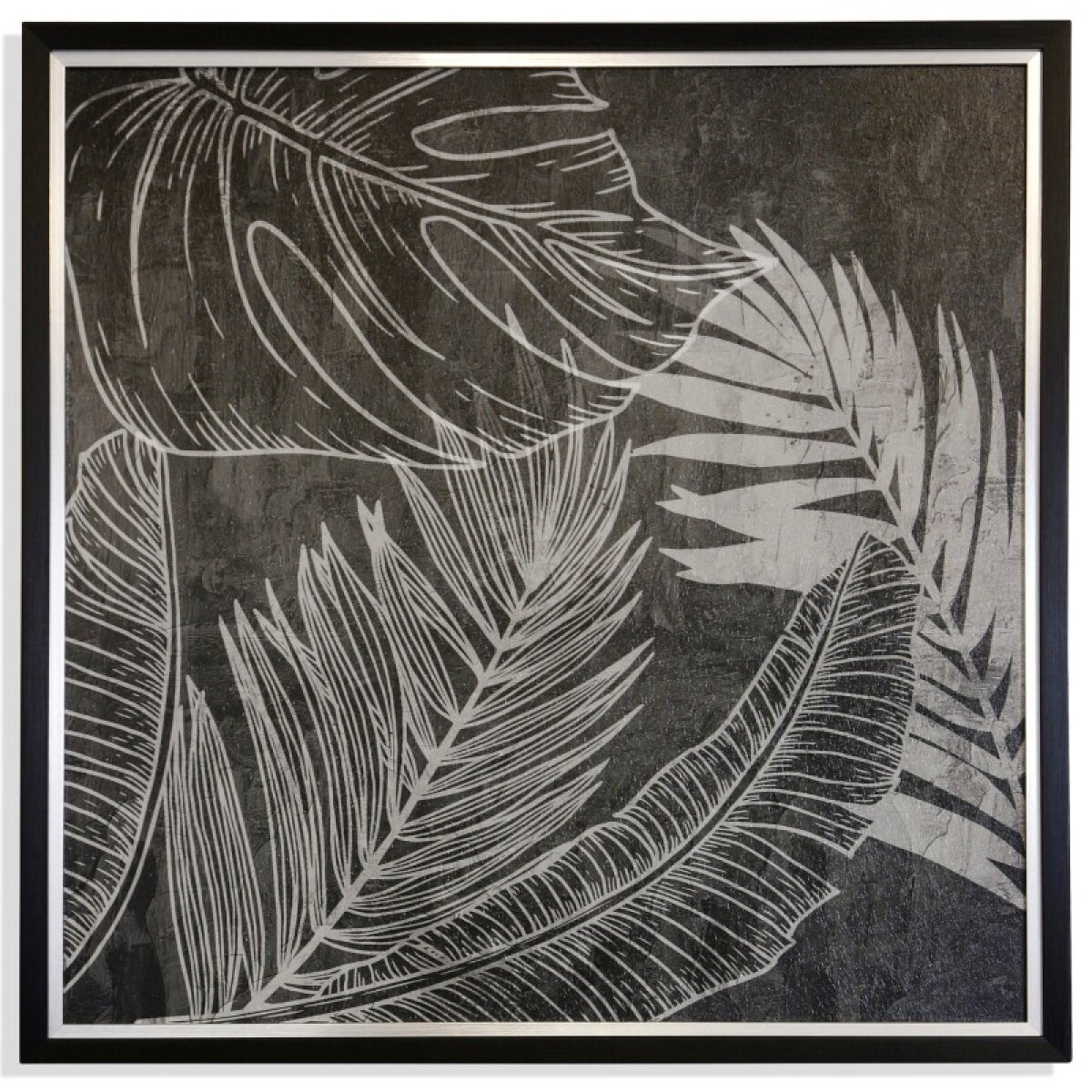 7fa1d99be4afdd32957a01e95e236cdb Black And White Palm Itextured Framed Print - Image 1