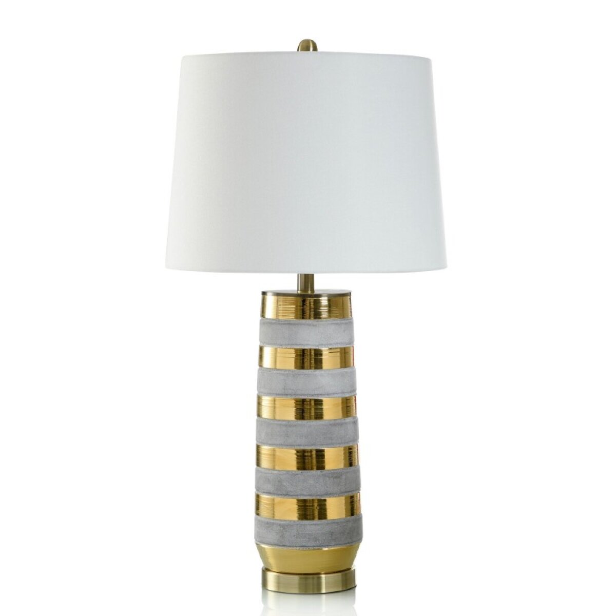 806c6f31a271e85ab24dd96653963417 Sundisk Gold Table Lamp Ceramic Polished Gold And Matte Grey Striped Body - Image 1