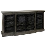 Iron Wood Sideboard 4 Door Solid Mango Wood With 2 Pull Out Wine Racks & 4 Shelves