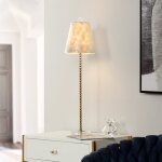 Capiz Slim Buffet Lamp Steel And Crystal In Aged Brass Finish On Skinny Beeded Body - Image 7