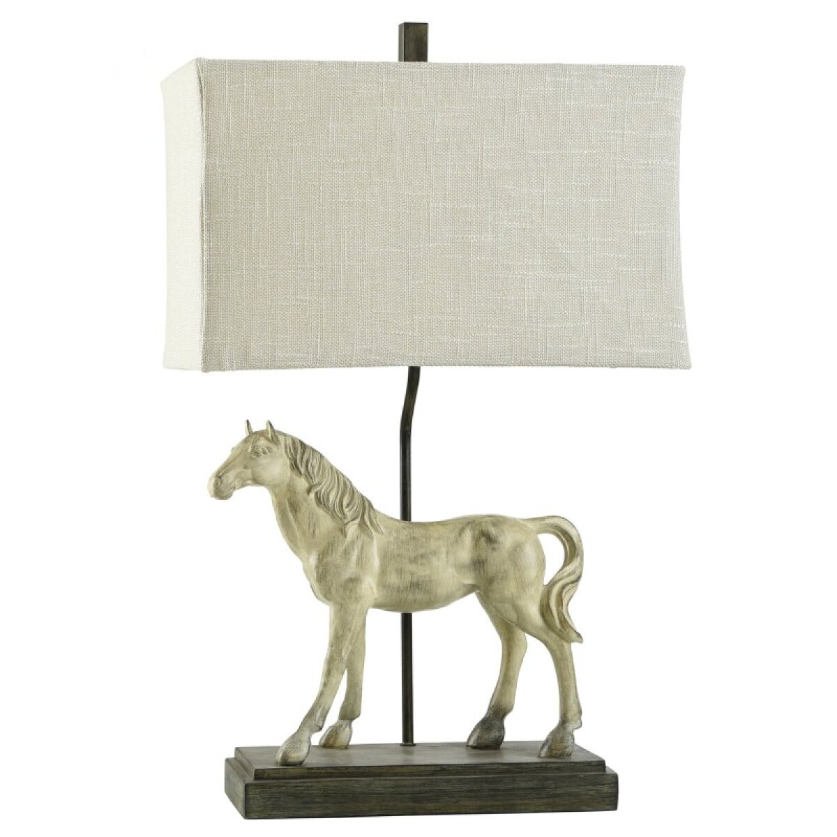 81d2dc96dea0cdc1722107b7a1e5fc08 Dapple Gray Horse Novelty Lamp With Natural Linen Shade - Image 1