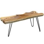 Baron Coffee Table Rustic Solid Teak Wood Table Top With Iron Paper Clip Legs
