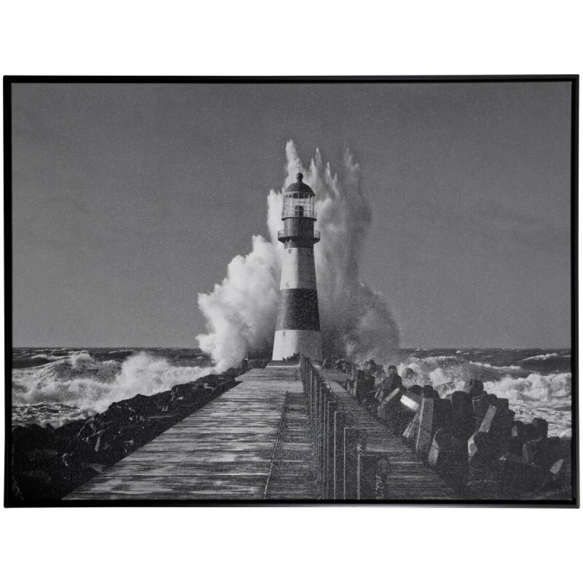 83587408728d44fef2e63d8ce7b4a4bf Lighthouse In The Mediterranean Sea Framed Stretched Canvas Print - Image 1