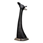 Dalia Giraffe Statue- Small | Black Finish On Aluminum With Antique Nickel Base