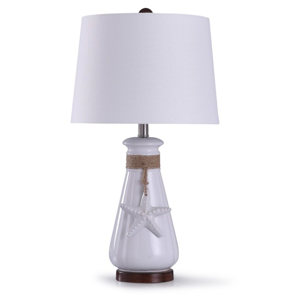 843d752c551ae4eaa0f97b64cf2d1b6d Serenity White 26in Seaside Ceramic Accent Table Lamp With A Rope Tied Starfish Pendant 100w 3 - Image 1