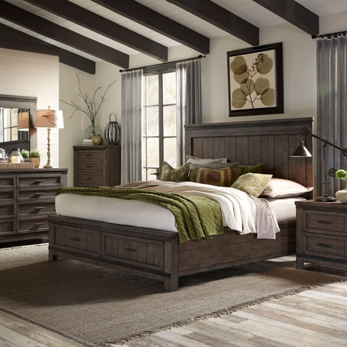 862332ff9c4211deed7e777f129a75f2 Thornwood Hills Queen Storage Bed, Dresser & Mirror, Night Stand - Image 1