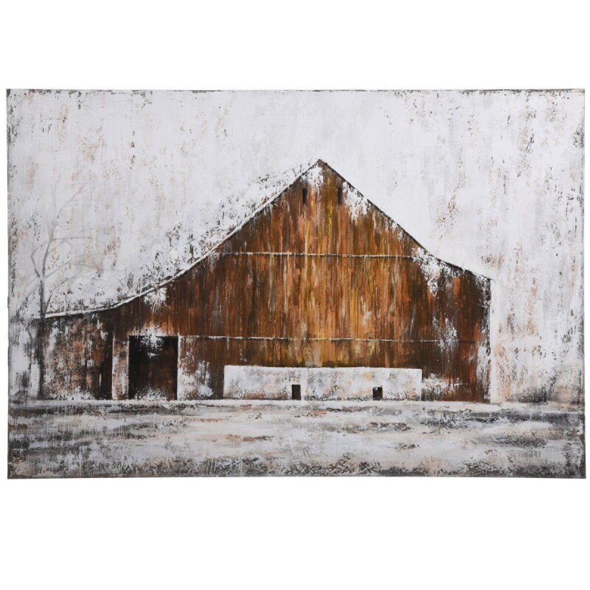 8694bec65fecd33fff22b7a30e137dd5 Aged Barnhouse Large Hand Painted Oil Rustic Monochramatic Farmhouse Bar - Image 1