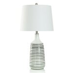 Rockport Stiped Table Lamp White And Charcoal Striped Body With A Glossed Finish