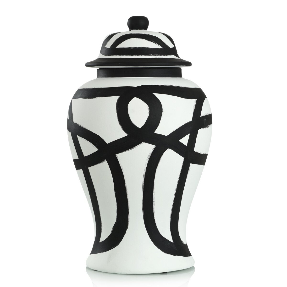87d1c41a88ef376841d186cb9c080883 Ginger Jar- Large | Black And White Finish On Ceramic - Image 1