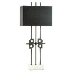 Kelaya Table Lamp | Pewter Finished Iron Body | Marble Base | Hardback Shade