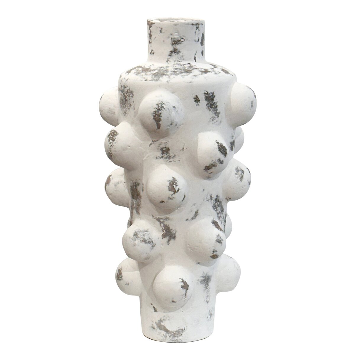88e501cc7d1260ddb4133e27f99042fb Watts Vase- Medium | Distressed White Finish On Ceramic - Image 1