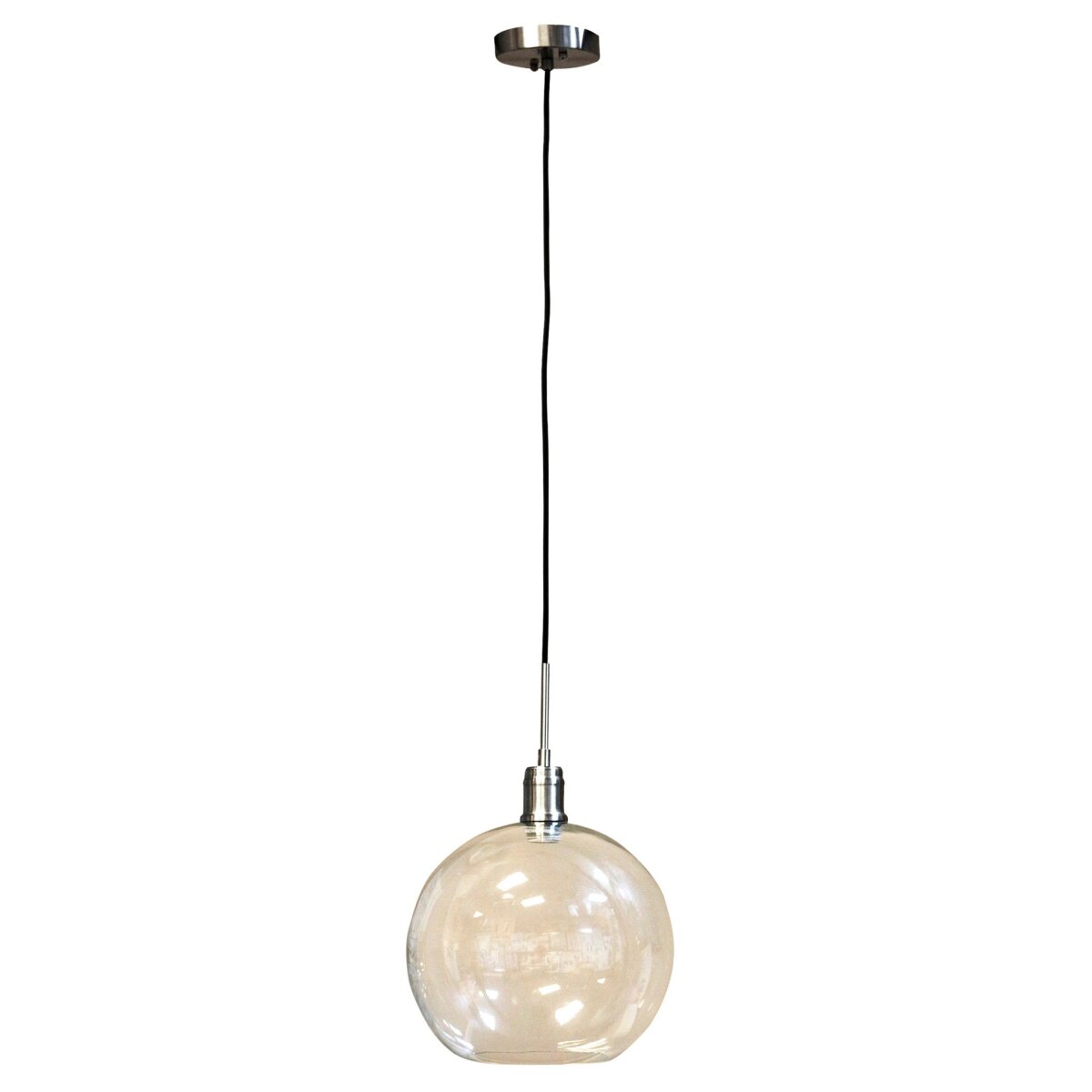 891df8b0264c16dcad96f15a35a82b31 Luca Nickel Pendant- Single | Adjustable Level 20 -139 Clear Glass Globes With Nickel Finished Meta - Image 1