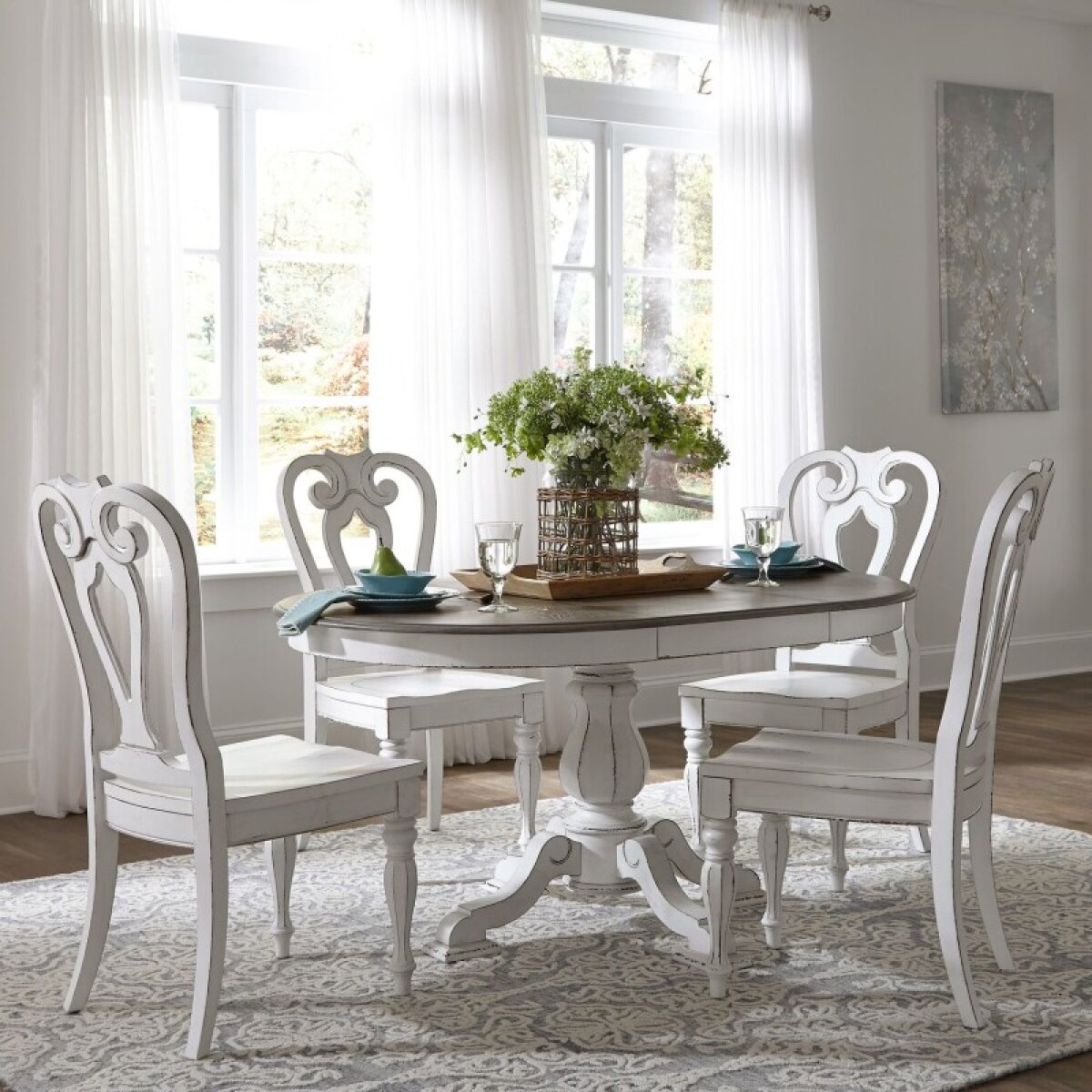 8958a3f7f77f7ef59a23e17618ec1c87 Magnolia Manor 5 Piece Pedestal Table Set - Image 1