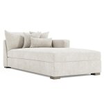 Helena Fabric Right Arm Chaise Wood Foot