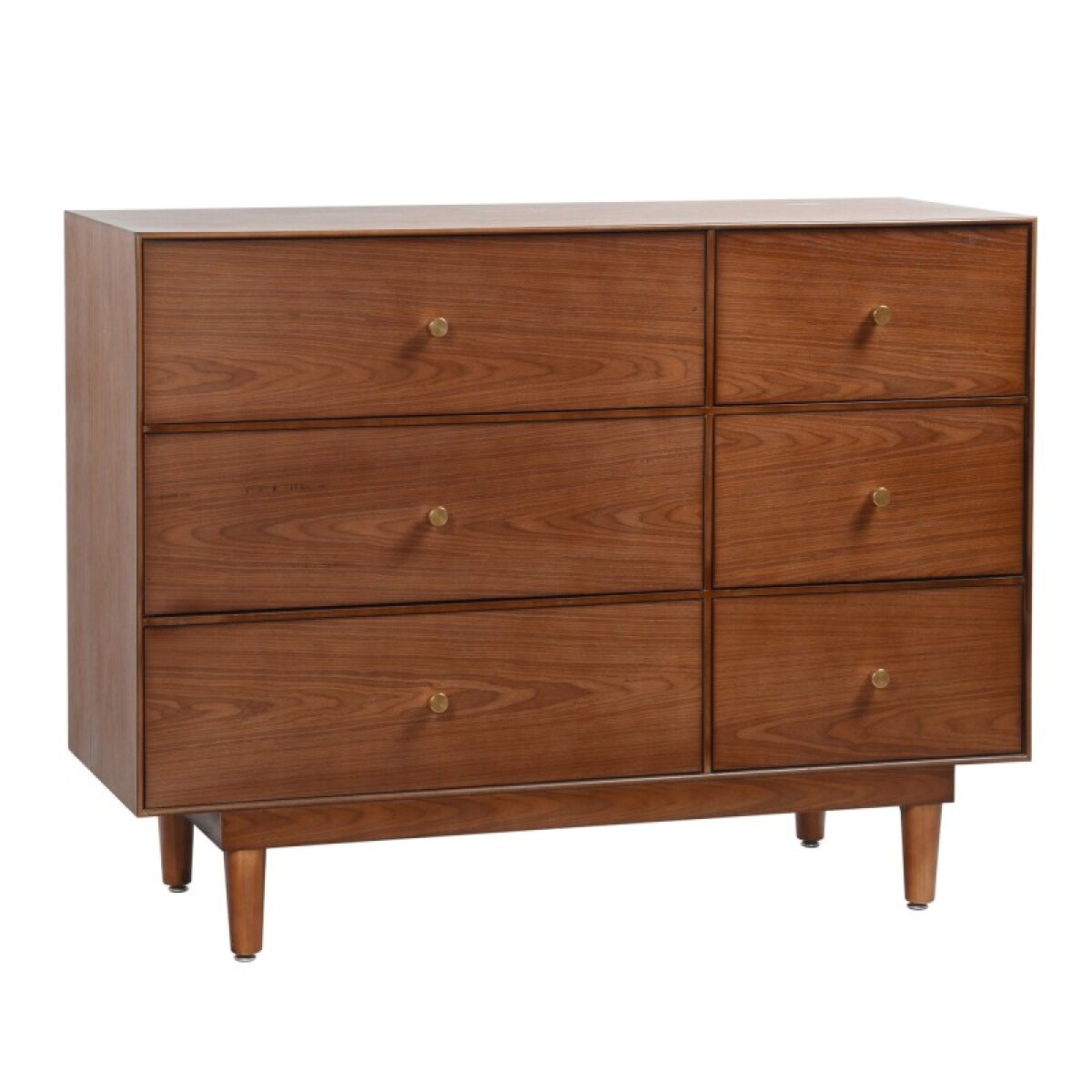 898dedb14392b75c9669244a092fc039 Dann Foley Designs Mid-century Walnut Veneer Dresser Six Soft Close Drawers - Image 1