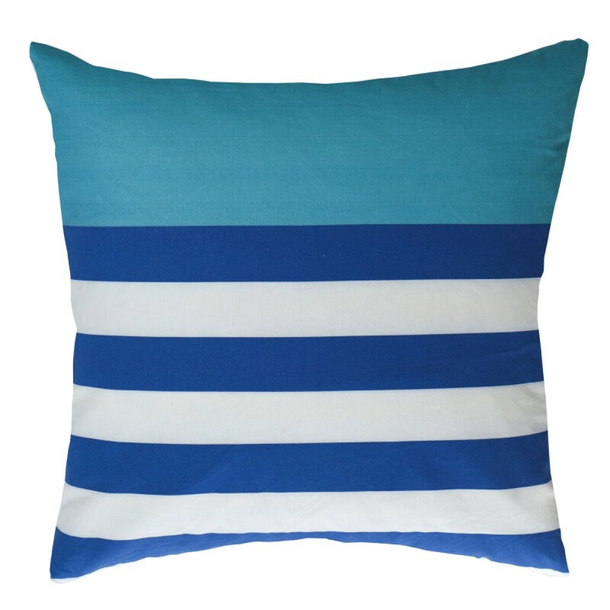 89d7b24f6417c817014bfd93623e51a7 Dann Foley Lifestyle Duck Cloth Pillow With Blue And White Stripe And Solid Aqua Printing - Image 1