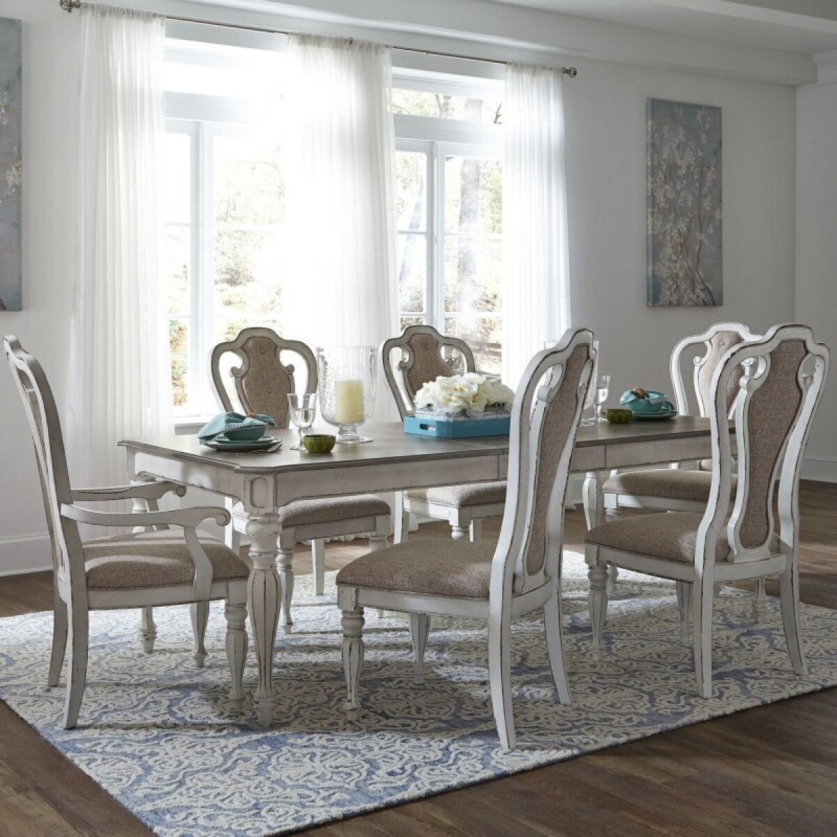 8a8f14c0eaabdce55ba3d0102c6688fa Magnolia Manor 7 Piece Rectangular Table Set - Image 1