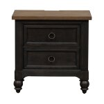 Americana Farmhouse 2 Drawer Night Stand w/ Charging Station - Black - Image 4