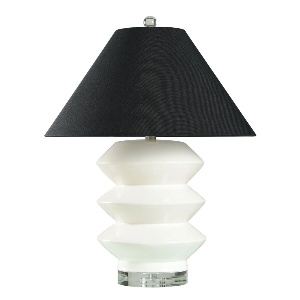 8c700883ebba4d0ff2e03e370af957f2 Logan Table Lamp | White Finished Ceramic With Crystal Base | Hardback Shade - Image 1