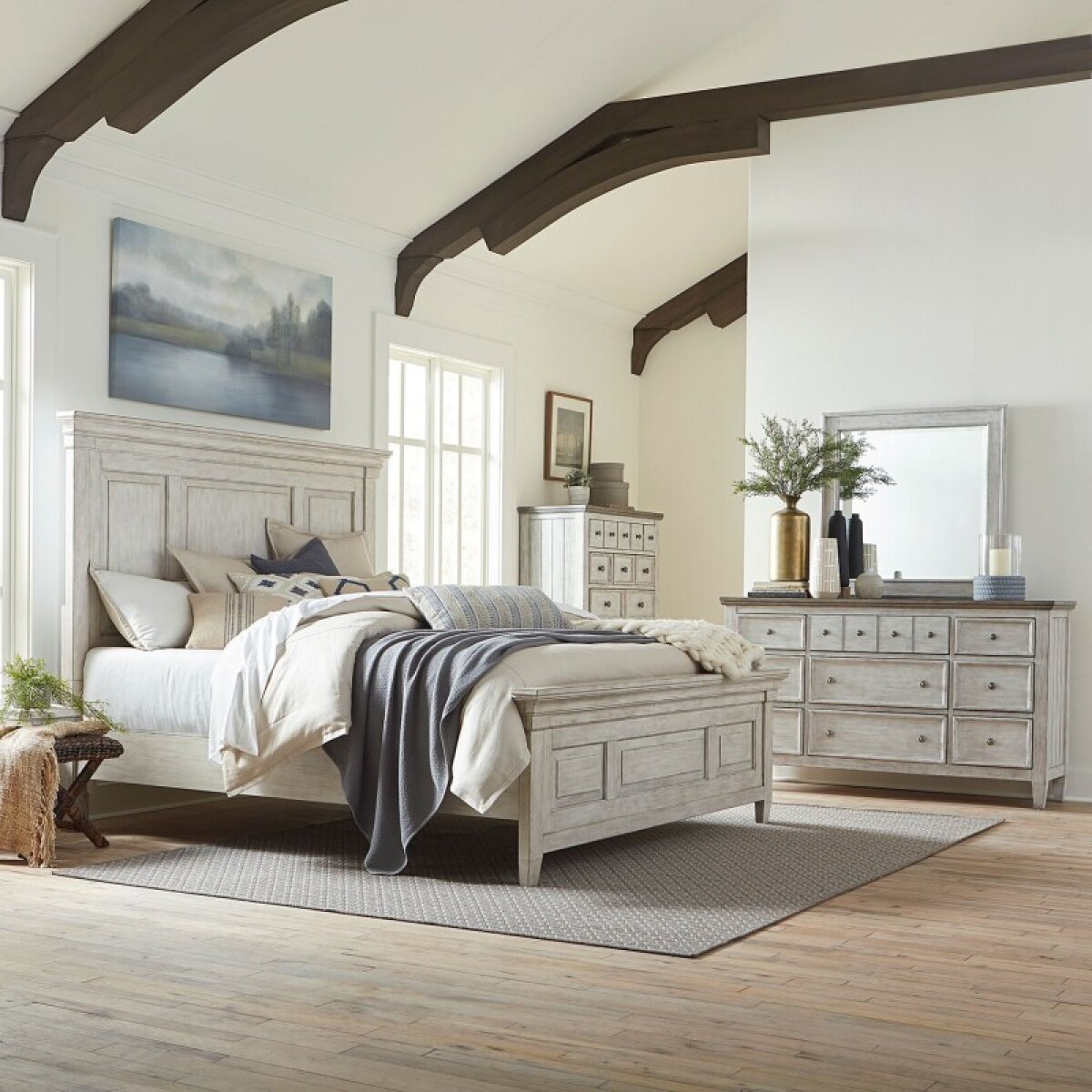 8cd4275e981fac65b1eee7960d06c961 Heartland Queen Panel Bed, Dresser & Mirror, Chest - Image 1
