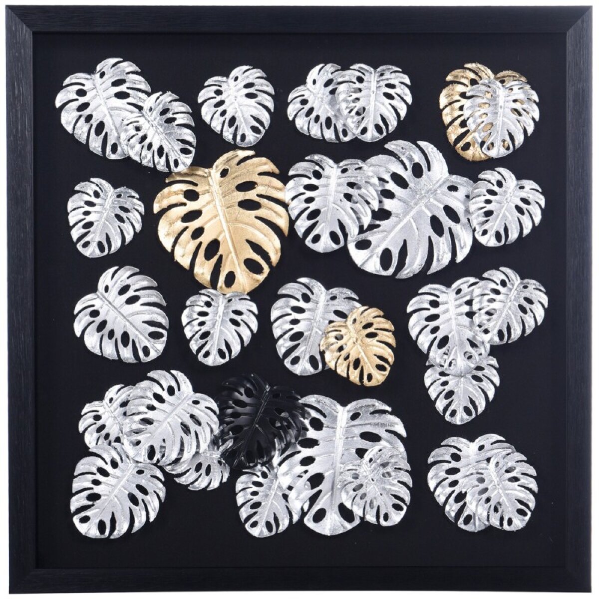 8ce1c027ed0fa7714faa31bbe0fde00f Metallic Palms Shadow Box Wall Art With Metallic Sculptural Palm Leaves - Image 1