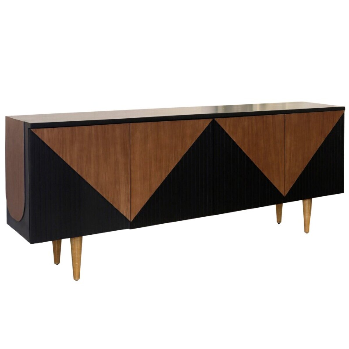 8e5539ad81944cc6dc89d3b667b8cd69 Mid Century Geo Texturized Console 4 Doors - Image 1