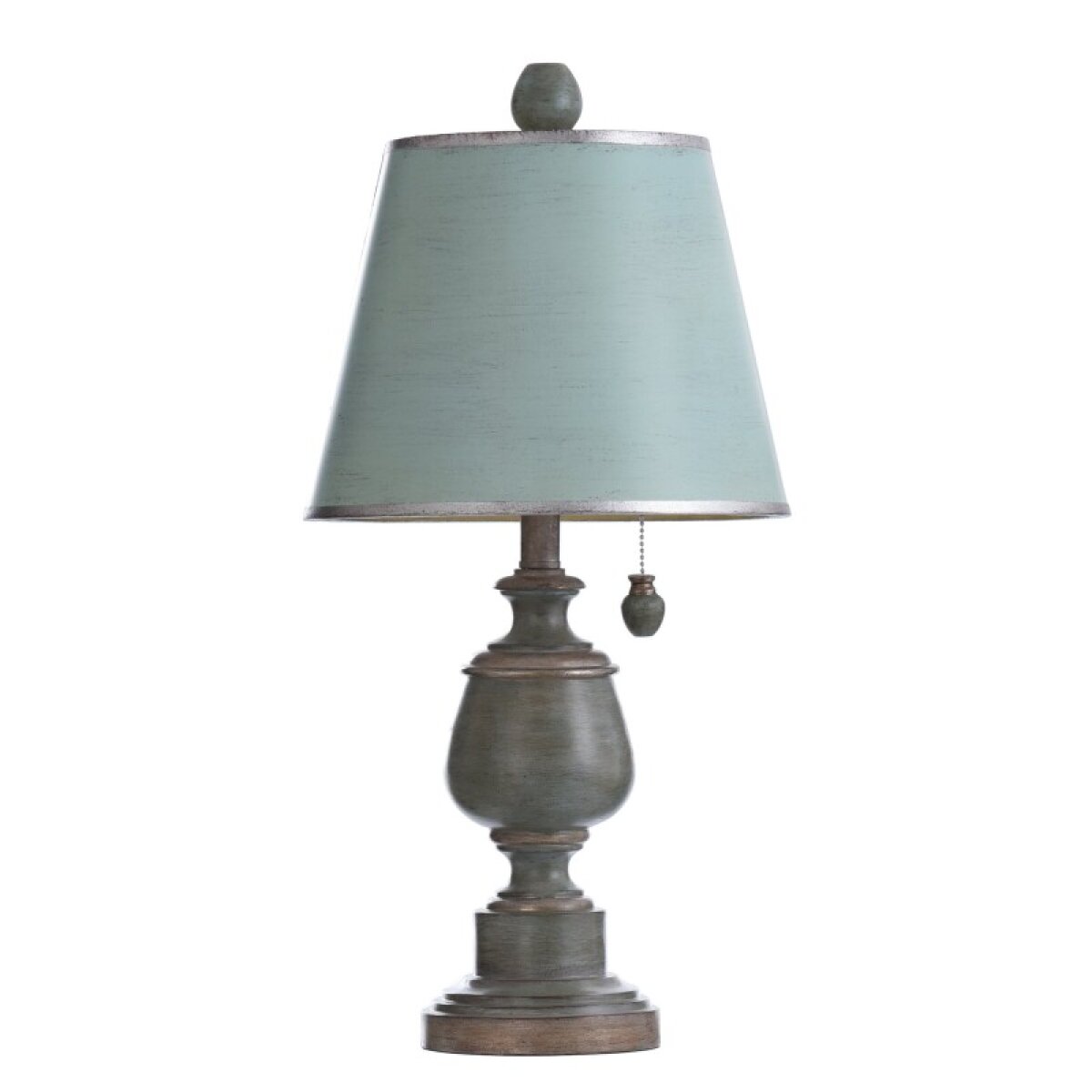 8ed6d57d7ab8ad6e123c579e915cbedc Accent Lamp In Chelsea Blue Finish Hardback Matching Shade With Chain Pull - Image 1
