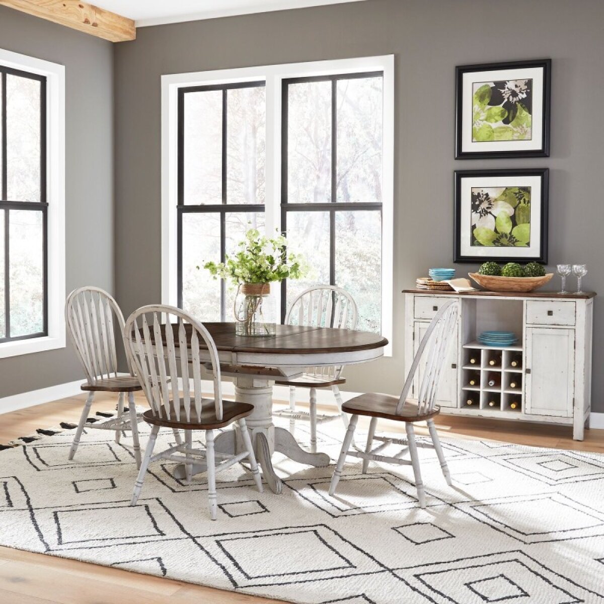 8f42d3ab7958959bcd23302ba08fc96f Carolina Crossing 5 Piece Pedestal Table Set- White - Image 1