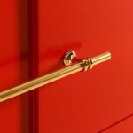 Dann Foley Lifestyle Red Three Drawer Wooden Dresser With Long Gold Metal Pulls - Image 5