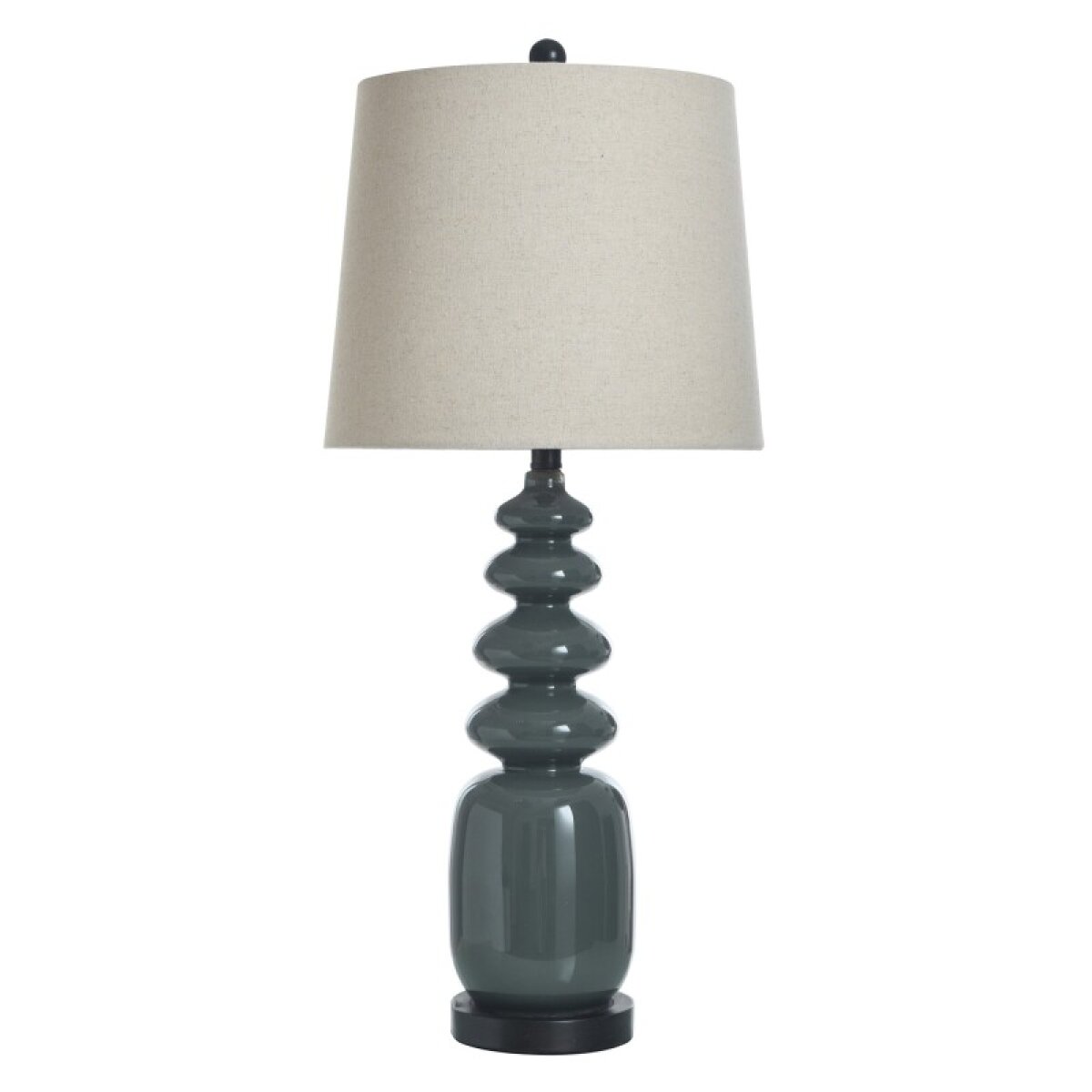 9074078a5cda3fe469cc73e916e46255 Dark Gray Painted Glass On Steel Base Linen Drum Shade - Image 1