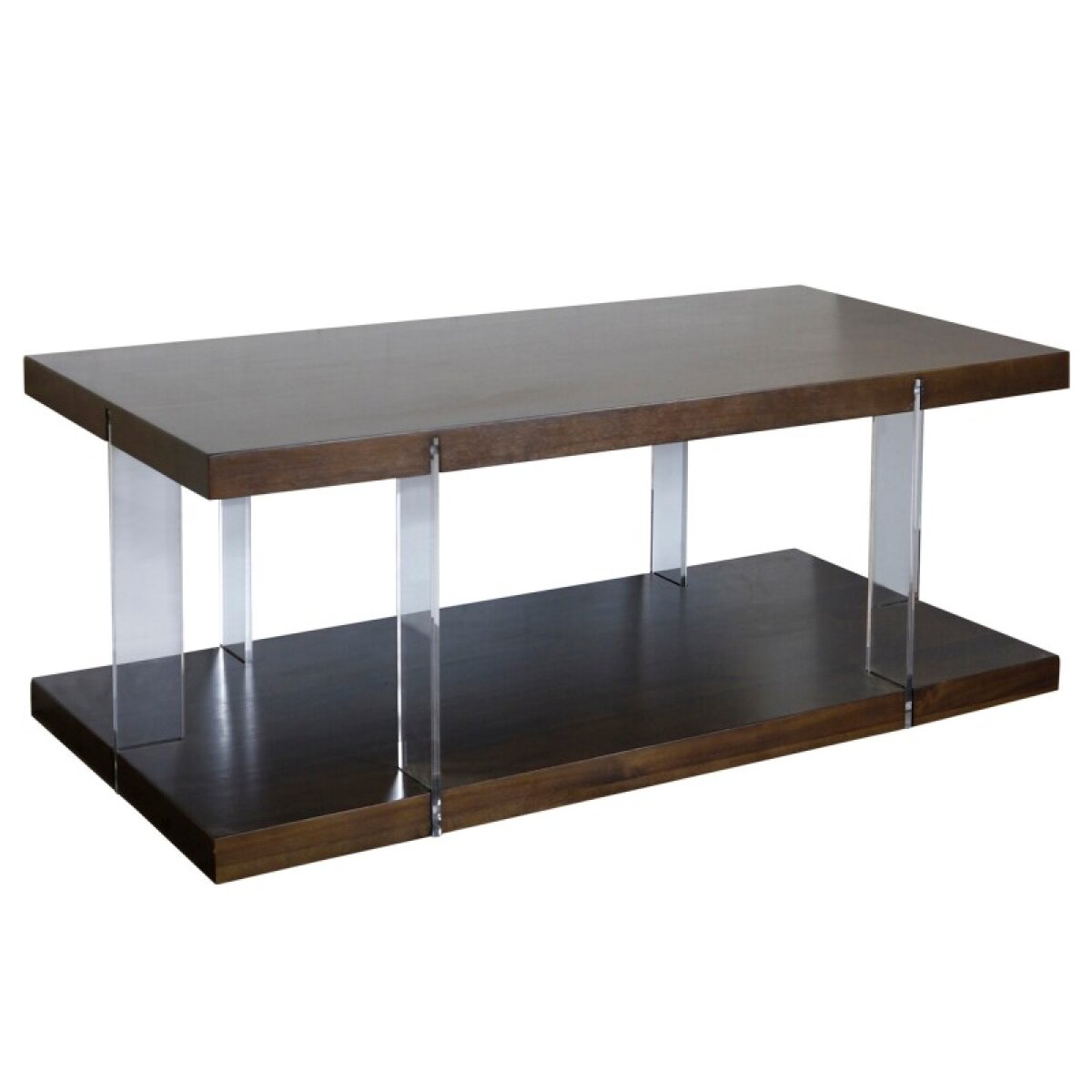 907bb8644e148ef5769928006f774d2f Austin Coffee Table Two Tier Table Chestnut Brown Veneer And Acrylic Frame - Image 1