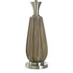 Roanoke Brown Table Lamp Thick Fluted Polyresin Base With Faux Wood Brushed Finish - Image 3