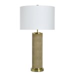 Dann Foley Lifestyle Table Lamp Tan Shagreen Pattern And Polished Brass