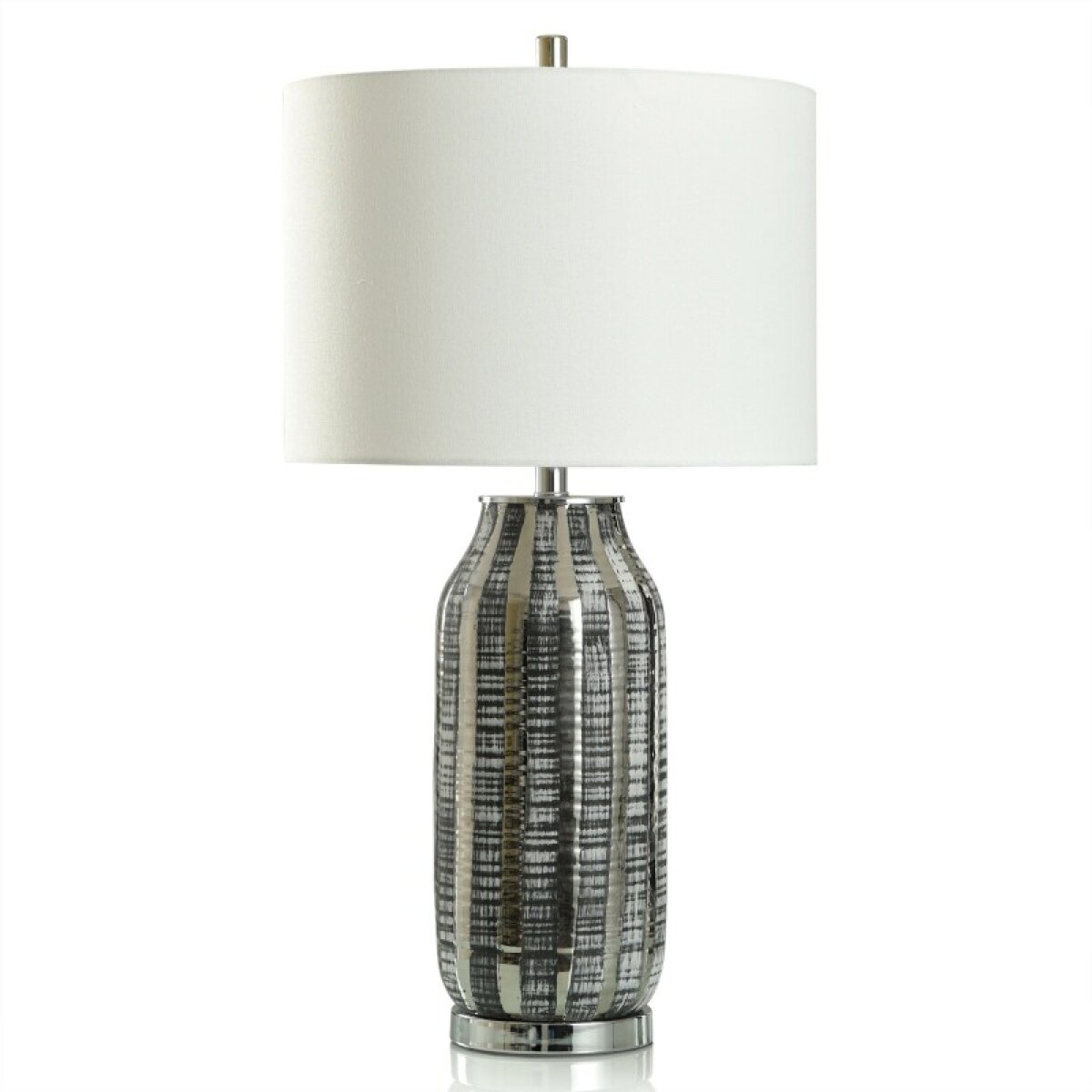 91772f66e9a05accb66b5ff3ccb9e095 Tonito Silver Contemporary Table Lamp In Polished And Matte Silver Finish - Image 1