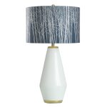 Norman Wyatt Home White Forest White With Plated Gold Ceramic Table Lamp 32in