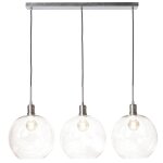 Luca Nickel Chandelier- Small | Adjustable Level 20 -139 Clear Globes With Nickel Finished Metal