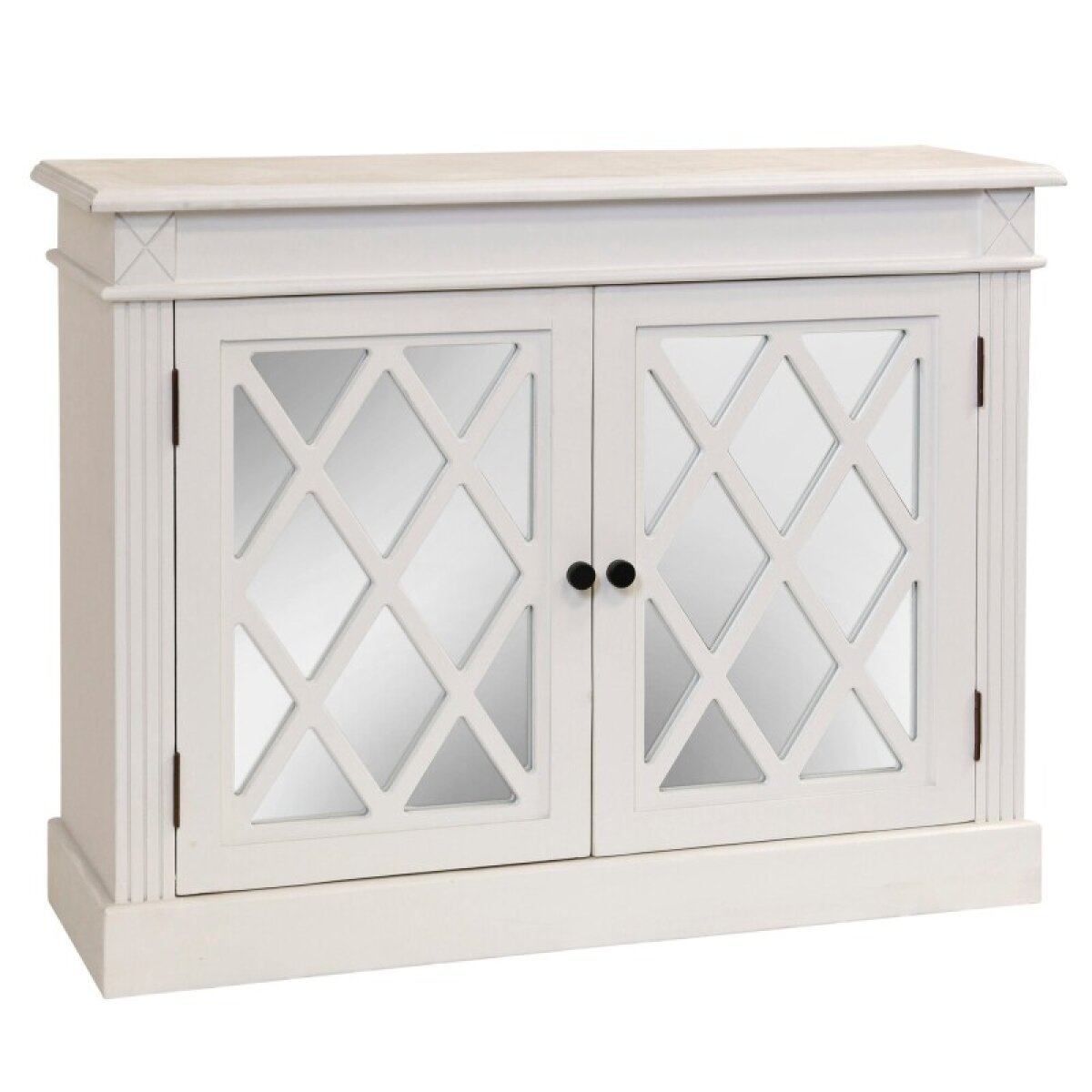 922f63b267d87b406e80b951243916ac White & Mirror 2 Door Small Console - Image 1