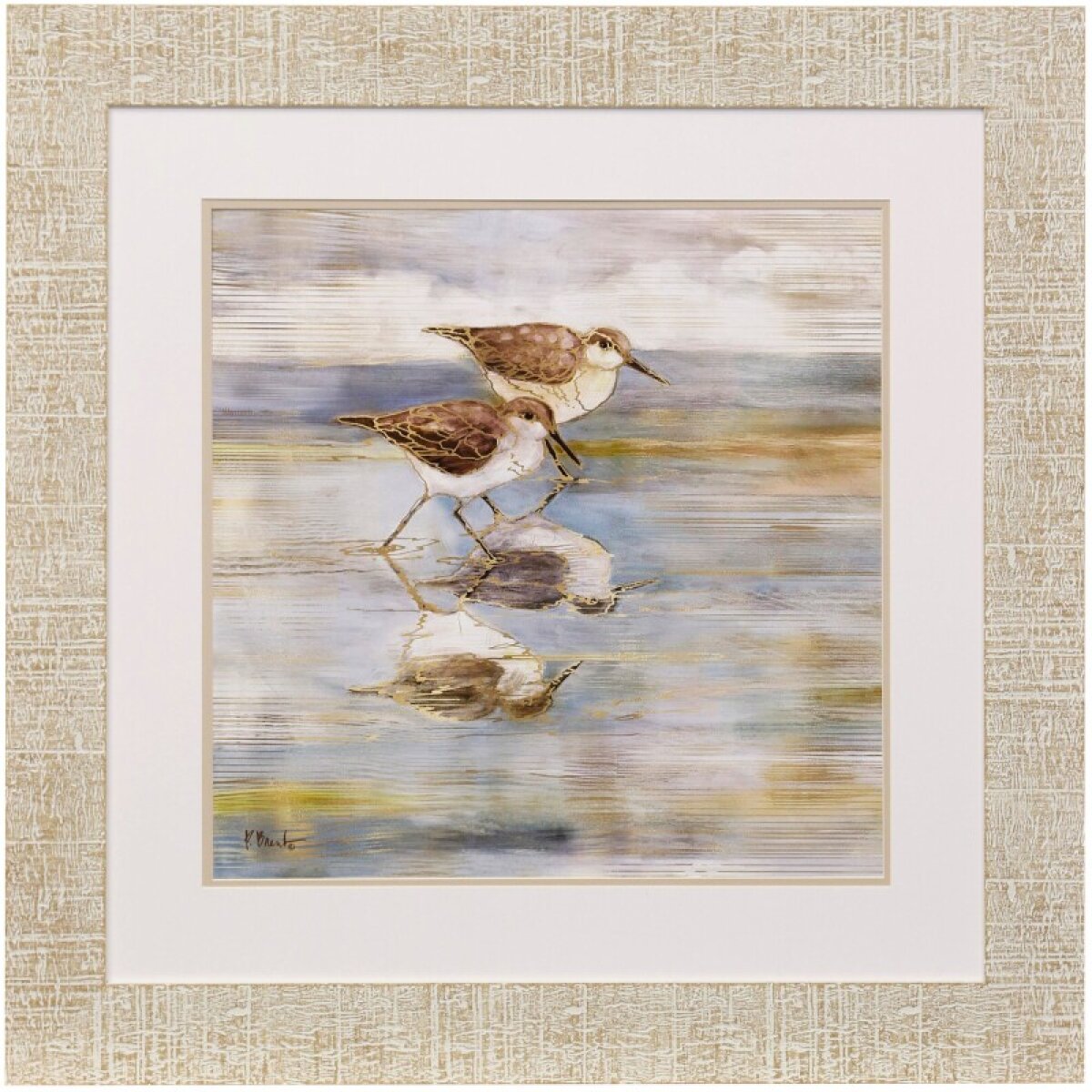 92d6b96701aa2439204affe90ed0f14c Framed Print Under Glass Golden Sandpipers - Image 1