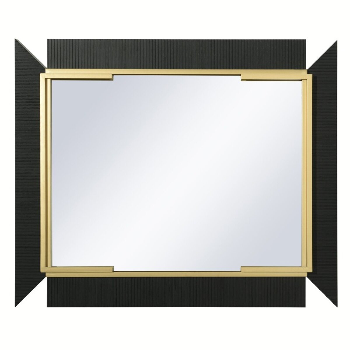 92ff137b8c9552dcdc6ccccc7ad91245 Norman Wyatt Home Encore Gloss Black And Gold Wooden Wall Mirror - Image 1
