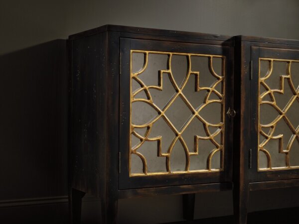 Living Room Sanctuary Four Door Mirrored Console- Ebony - Image 4