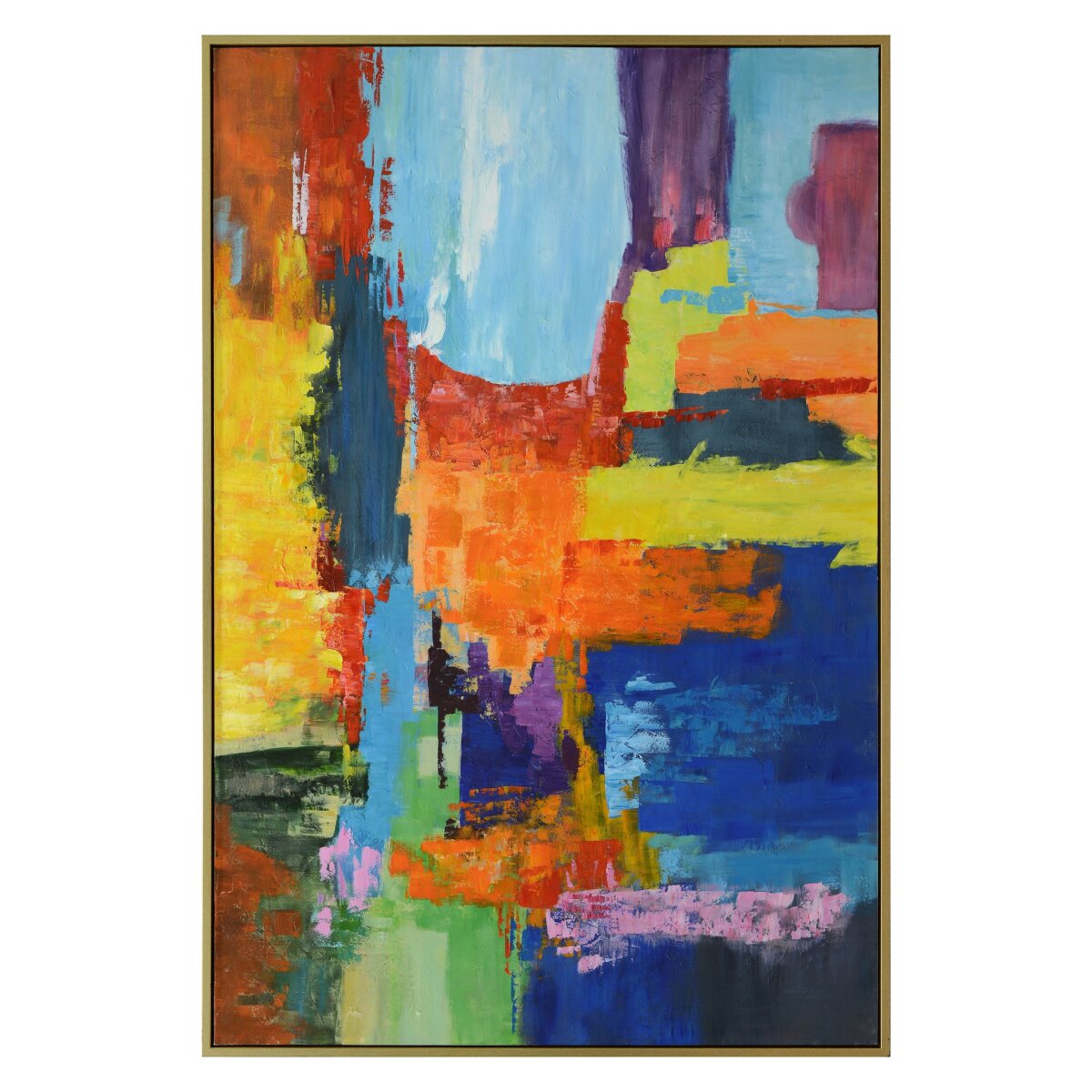 93399326b93096b0b816cf83c7abd988 Barker Framed Canvas Art | Hand Painted Abstract | 1.5 Inch Frame - Image 1